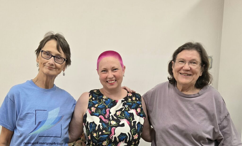 Riverside Artisan Shirley Baldwin, Emerging Artist Katie St. Laurent, AAO C0-President Karen Ringwald